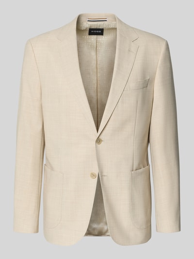 Produktfoto, Regular Fit Anzugsakko mit Woll-Anteil Modell 'JANSON' von BOSS, beige Melange, Reverskragen, Langarm, Twillstruktur, Vorderansicht