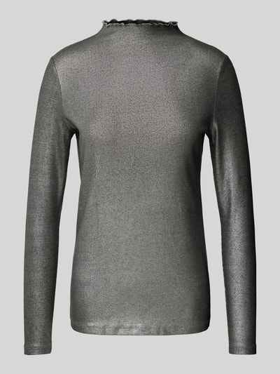 Oui Longsleeve mit Stehkragen Silber 2