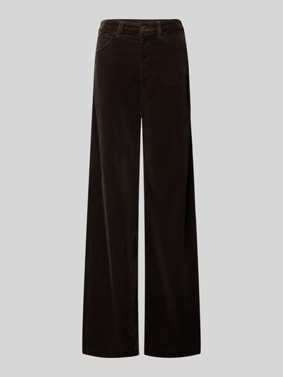 Produktfoto, dunkelbraune Loose Fit Cordhose aus Baumwoll-Mix von Emporio Armani, weiche Struktur, 5-Pocket-Design, neutrale Fläche