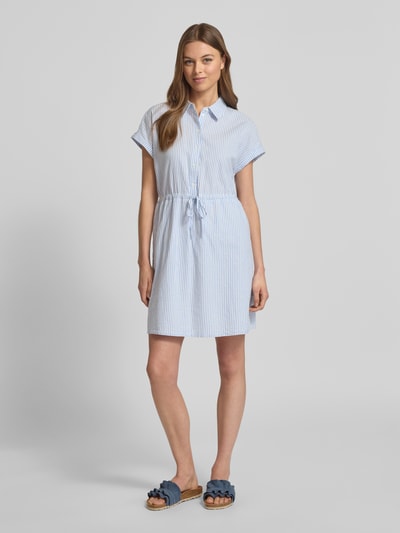 Tom Tailor Denim Tailliertes Mini-Blusenkleid mit Streifenmuster Blau 1