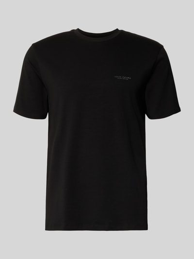 Produktfoto, Extra Slim Fit T-Shirt mit Rundhalsausschnitt von Armani Exchange, schwarzes Herren T-Shirt mit Logo, Rückenlänge 70 cm bei Größe M