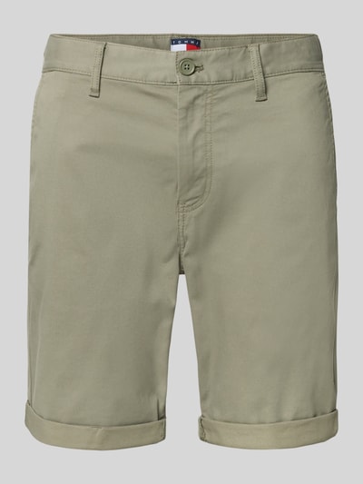 Tommy Jeans Slim Fit Chinoshorts aus Baumwoll-Mix Oliv 2