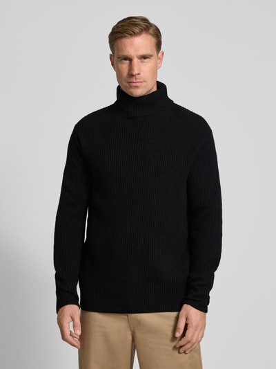 Les Deux Slim fit pullover van zuivere scheerwol, model 'EDDIE' Zwart - 4