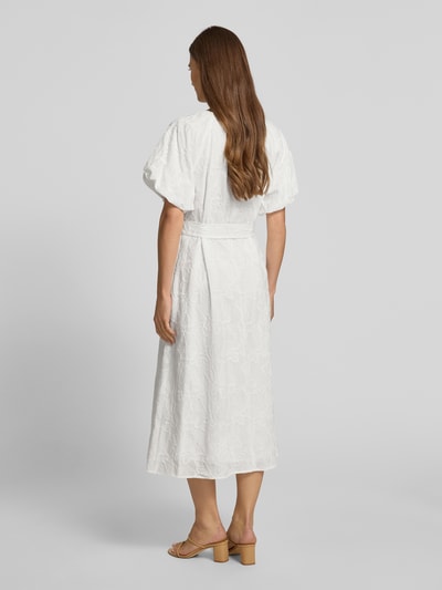 comma Midikleid mit Puffärmeln und Bindegürtel Sand 5