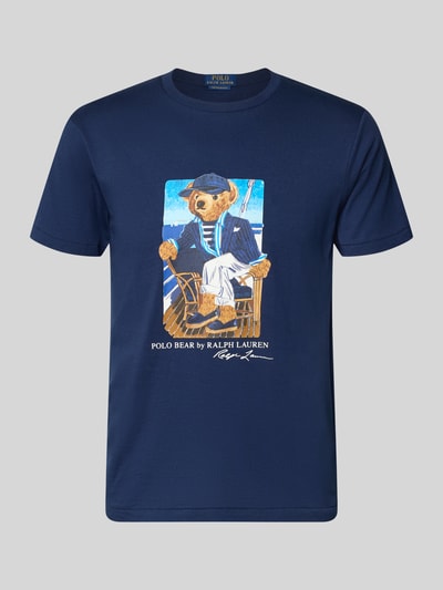 Produktfoto, Slim Fit T-Shirt aus reiner Baumwolle mit Polo-Bear-Print von Polo Ralph Lauren, dunkelblau mit glattem Stoff und farbigem Print, Herren T-Shirt von Polo Ralph Lauren