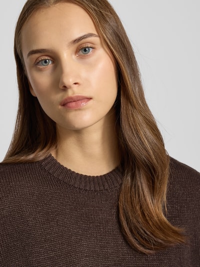 Review Oversized gebreide pullover met ribboorden Donkerbruin - 3