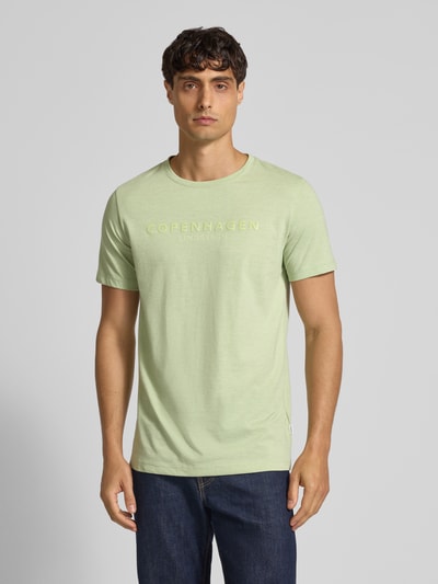 Lindbergh T-shirt met labelprint Lindegroen - 4