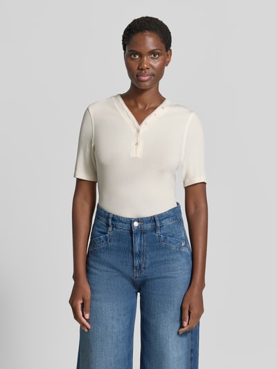 OPUS Slim Fit t-shirt van viscosemix model 'Sanez' Offwhite - 4