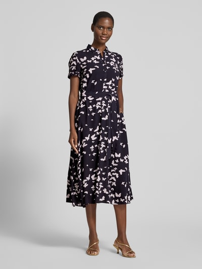 Christian Berg Woman Selection Hemdblusenkleid im Allover-Look mit Bindegürtel Marine 4