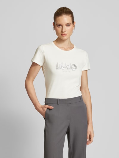 LIU JO SPORT T-Shirt mit Strasssteinbesatz Offwhite 4