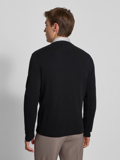 Gant Strickpullover aus reiner Lammwolle mit gerippten Abschlüssen Black 5