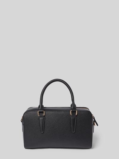 Produktfoto, schwarze Shoulder Bag mit Logo-Applikation Modell 'Zero' von VALENTINO BAGS in Leder-Optik, goldene Details, strukturierte Oberfläche, Maße ca. 31x17x8 cm, abnehmbarer Tragehenkel, längenverstellbarer Schulterriemen