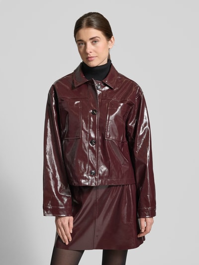 Neo Noir Jacke mit Hemdblusenkragen Modell 'Emilia' Bordeaux 4