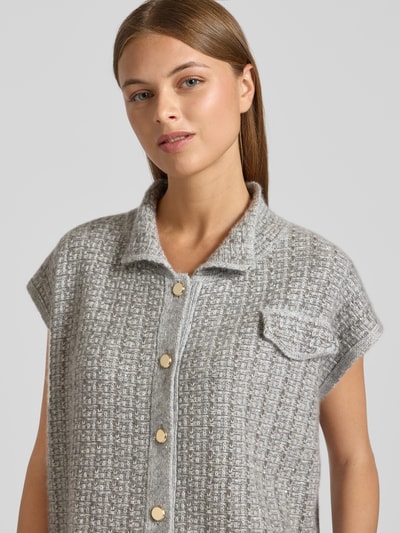 Hemisphere Strickjacke aus Kaschmir-Seide-Mix in kurzärmeligem Design Mittelgrau 3