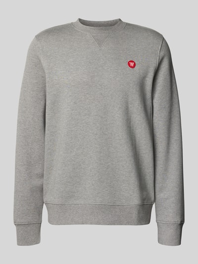 Wood Wood Sweatshirt met labelstitching, model 'Tye' Middengrijs - 2