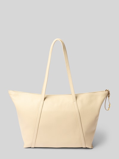 Produktfoto, Torebka z uchwytem Coccinelle model 'Handtasche mit Tragehenkel Modell NORY', kolor beżowy, zamek błyskawiczny, detal z logo, główna przegroda, przegródka wewnętrzna zapinana na zamek błyskawiczny, szerokie 50 cm, długość 30 cm, głębokość 14 cm, pasek 60 cm.