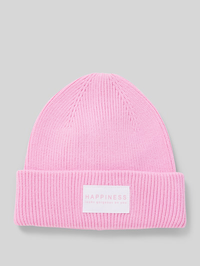 Only Beanie met omslag en labelpatch, model 'ALPHA' Roze - 1