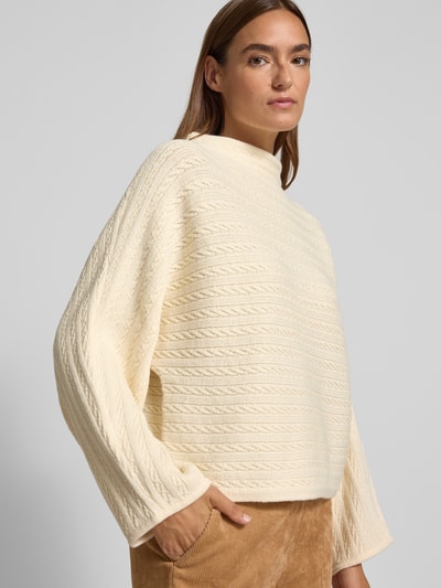 Zero Strickpullover mit Stehkragen Ecru 3