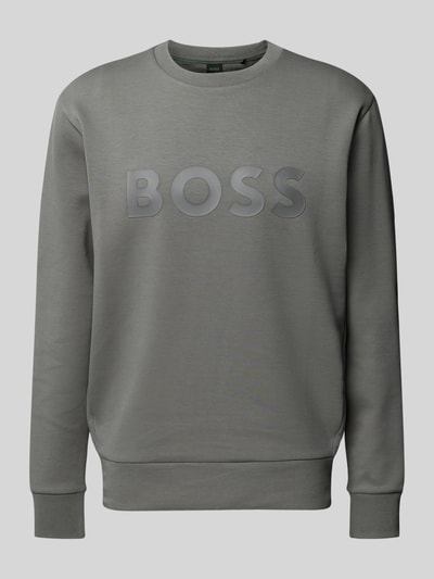 BOSS Green Sweatshirt met labelopschrift, model 'Salbo' Grafiet - 2