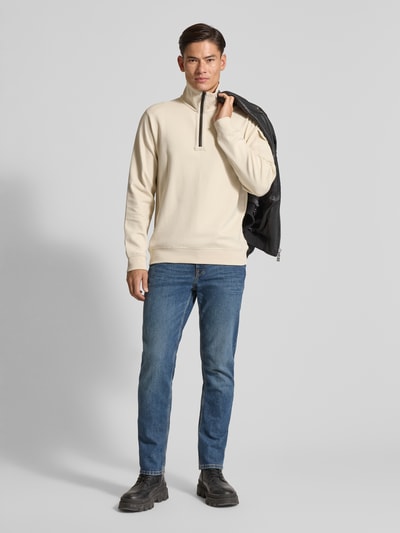 PME Legend Sweatshirt met schipperskraag en labeldetail Offwhite - 1