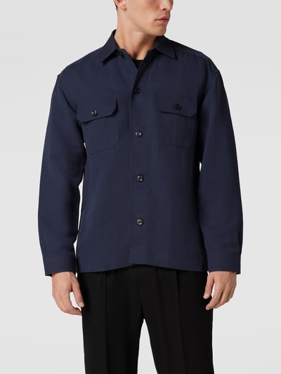 BOSS Relaxed fit overhemdjack met borstzakken, model 'COLE' Marineblauw - 4