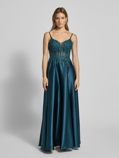 Luxuar Abendkleid mit Herz-Ausschnitt Dunkelgruen 4