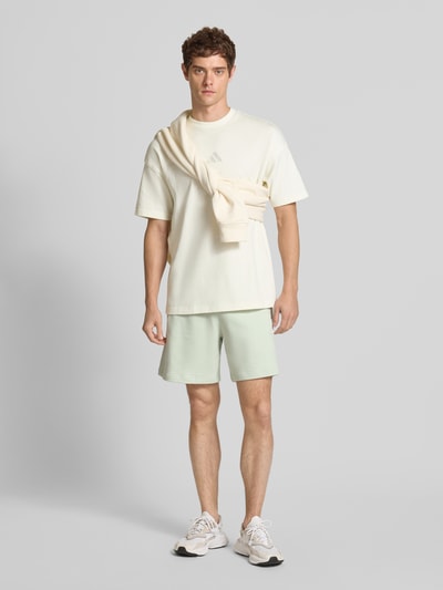 adidas Originals Szorty z dzianiny dresowej o kroju relaxed fit z czystej bawełny z wyhaftowanym logo Limonkowy 1