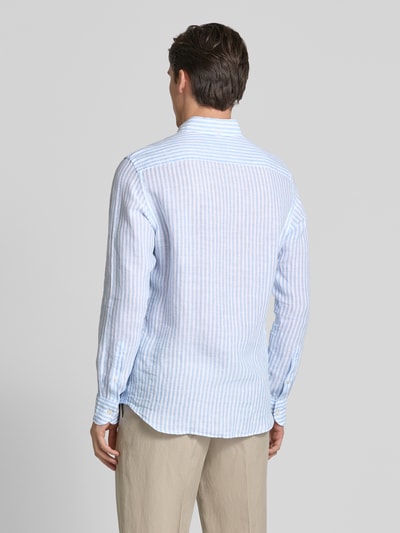 Profuomo Slim Fit Leinenhemd mit Button-Down-Kragen Bleu 5