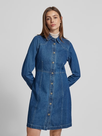 MSCH Copenhagen Knielanges Jeanskleid mit Umlegekragen Modell 'Dielle Emma' Jeansblau 8