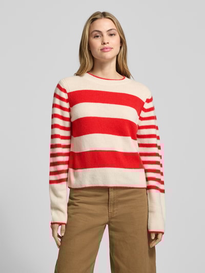 Marc O'Polo Regular fit gebreide pullover van zuivere scheerwol Lichtrood - 4