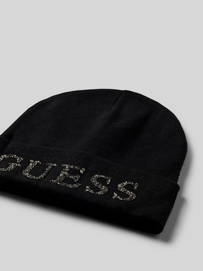 Guess Czapka beanie z mieszanki wiskozy Czarny 2