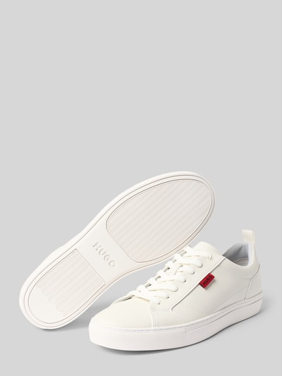 Produktfoto, Sneaker mit Zugschlaufe Modell 'Morrie' von HUGO in Weiß mit Label-Detail, Abgerundete-Spitze, strukturierte Sohle, Schafthöhe 7 cm, Herren, Schnürverschluss