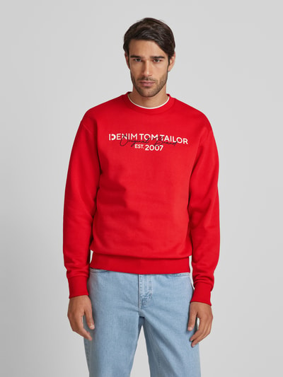 Tom Tailor Denim Basic Fit Sweatshirt mit Label-Schriftzug Rot 4