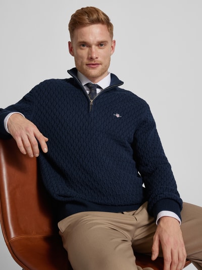 Gant Schipperstrui met geborduurd label Marineblauw - 3