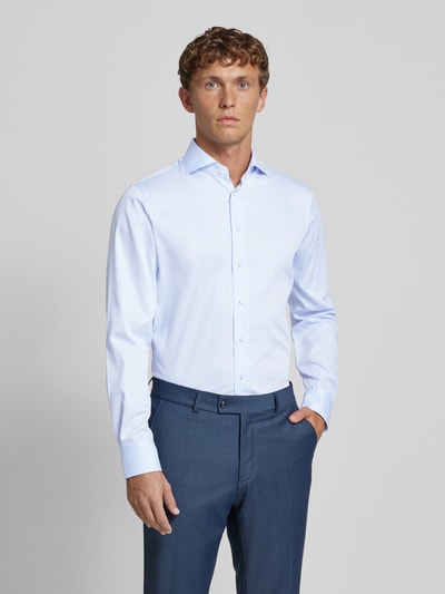 Profuomo Slim fit zakelijk overhemd met haaikraag, model 'Cutaway' Bleu - 4