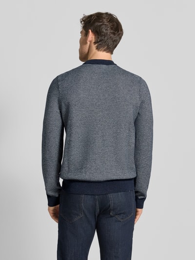 BOSS Regular Fit Strickpullover aus Baumwoll-Schurwoll-Mix Modell 'HESTRO' Marine 5