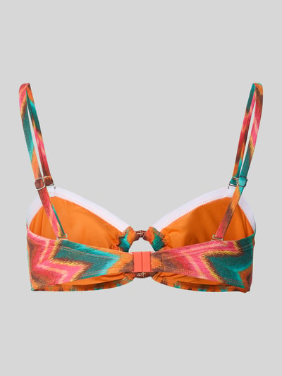Produktfoto, Bikini-Oberteil mit verstellbaren Trägern Modell 'MYERO' von Banana Moon, bunte Zickzackmuster, Material-Mix mit Stretch-Anteil