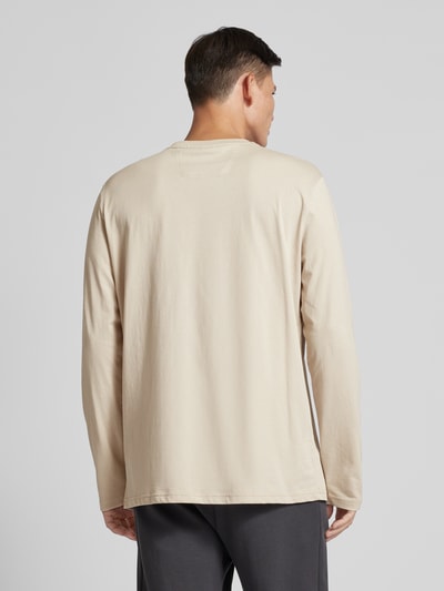 BOSS Green Shirt met lange mouwen en labelprint, model 'Togn' Beige - 5