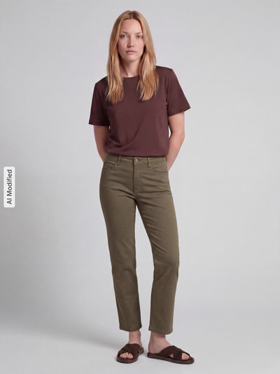 MAC straight fit jeans van katoenmix model 'Dream' Olijfgroen - 1