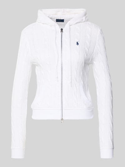 Produktfoto, Regular Fit Kardigan rozpinany z kapturem, tunel, zamek błyskawiczny, wyhaftowane logo, wpuszczane kieszenie, prążkowane wykończenia, bawełna, Polo Ralph Lauren, długość tyłu 51 cm, szerokość klatki piersiowej 58 cm, długość rękawa 60 cm