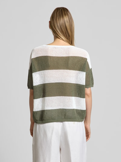 Luisa Cerano Strickshirt aus Leinen-Mix mit Rundhalsausschnitt Weiss 5