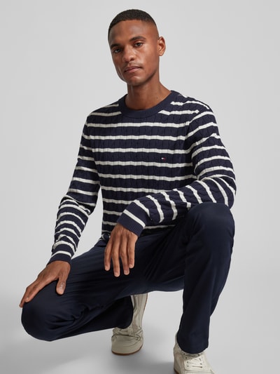 Tommy Hilfiger Strickpullover mit gerippten Abschlüssen Marine 3