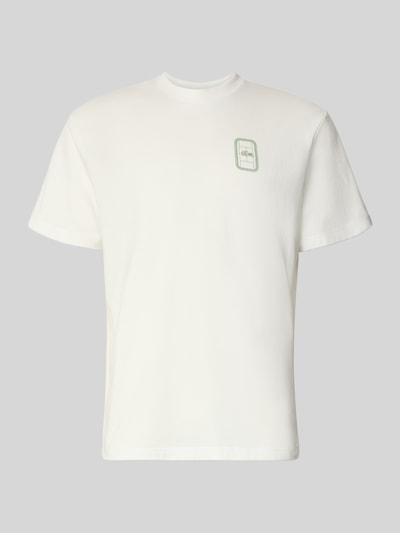 Produktfoto, weißes Herren T-Shirt Regular Fit T-Shirt aus reiner Baumwolle Modell 'CN Tenniscourt Backprint' von Lacoste, glatte Struktur, dezentes Patch vorn, Herren T-Shirt von Lacoste