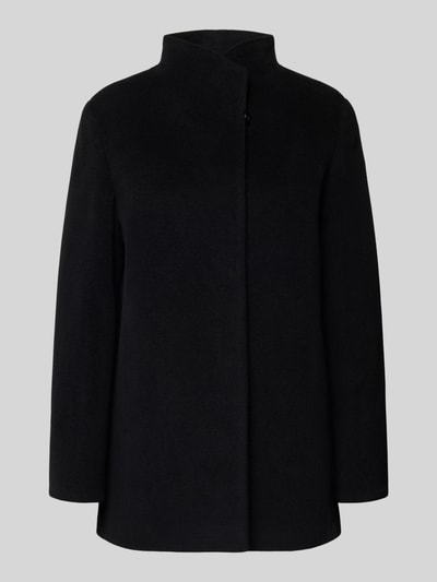 Produktfoto, schwarze Jacke mit Stehkragen und Knopfverschluss von ICONS Cinzia Rocca aus reiner Baumwolle, Regular Fit, glatte Textur