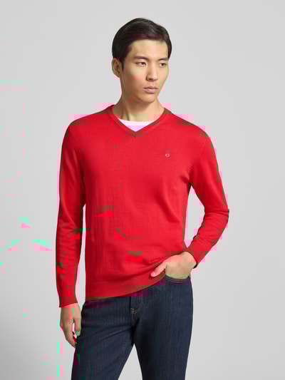 Christian Berg Men Gebreide pullover met V-hals Rood - 4