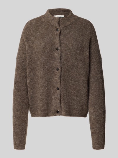 Gestuz Strickjacke aus Alpaka-Mix mit Stehkragen Modell 'Alpha' Mittelbraun 2
