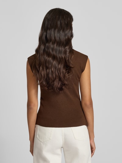 SUNCOO PARIS Gebreid shirt met ruches, model 'PAGNI' Donkerbruin - 5