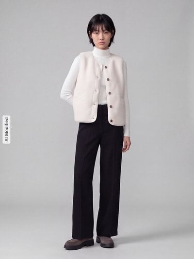 ONLY Kamizelka w stylu teddy, krój regular fit, model 'BABY' Beżowy melanż 1