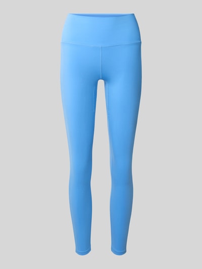 Produktfoto, Leggings von VARLEY in Hellblau mit Kontrastnähten, enganliegender Passform und elastischem Bund, glatte Textur