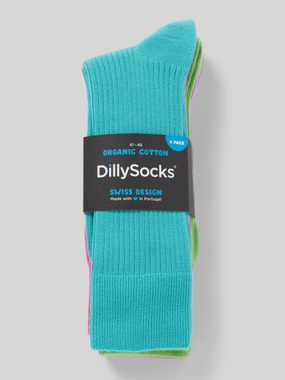 DillySocks Sokken met structuurmotief in een set van 3 paar, model 'Ribbed Color' Blauw - 3